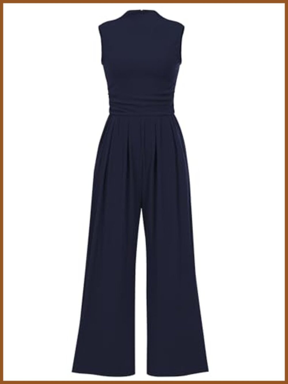 Women's Ribbed Knit Sleeveless Wide Leg Jumpsuit with Pockets